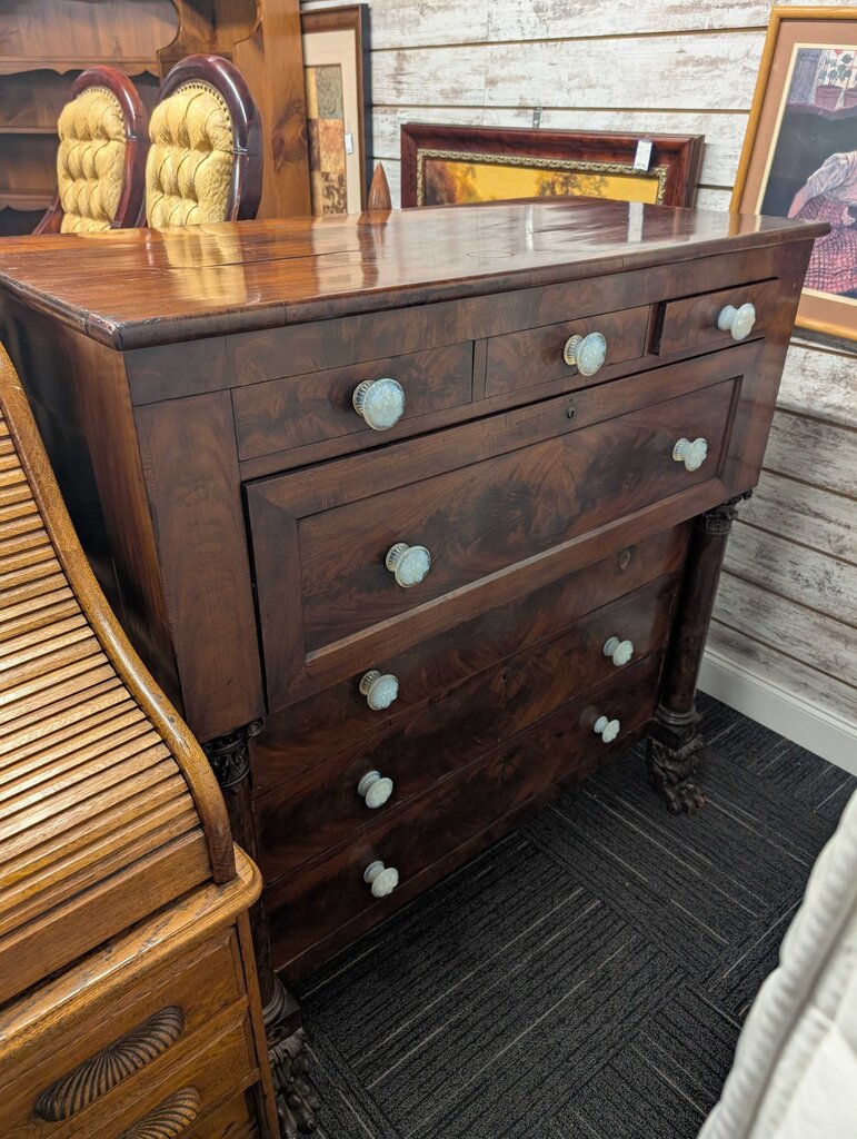 Antique Empire Chest With Desk Drawer