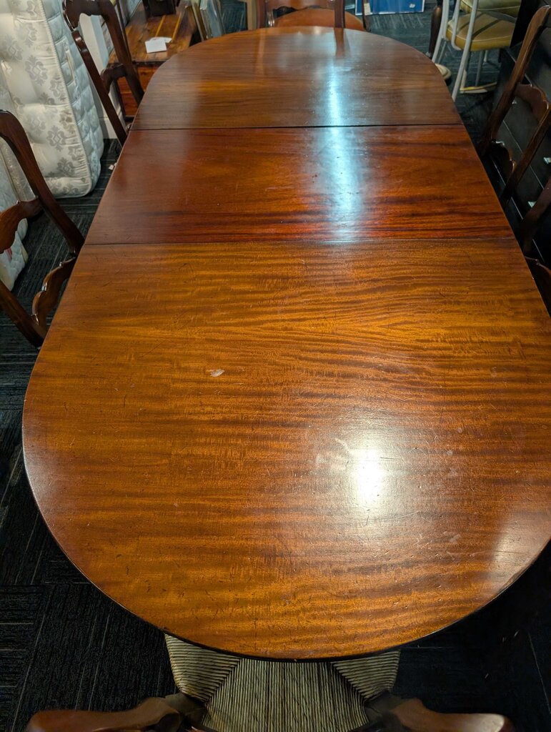 Mohogany Table With Six Rush Seat Ladderback Chairs