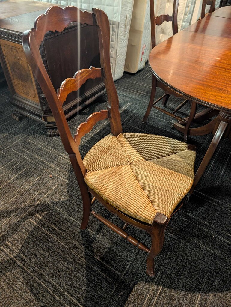 Mohogany Table With Six Rush Seat Ladderback Chairs