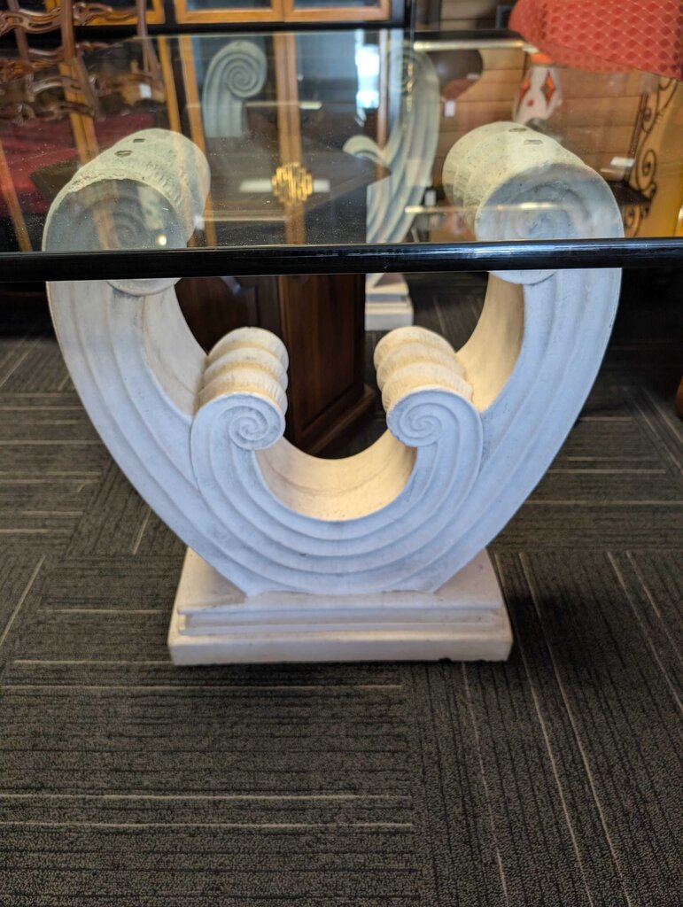 American Modern Glass Top w/ Sculptural Base