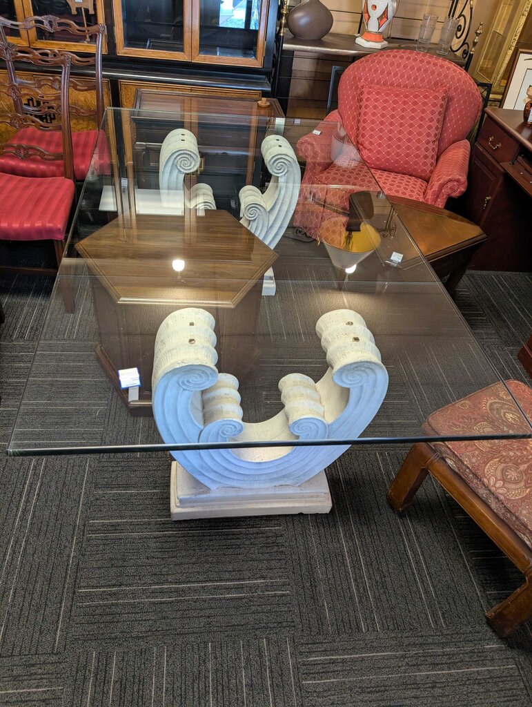 American Modern Glass Top w/ Sculptural Base