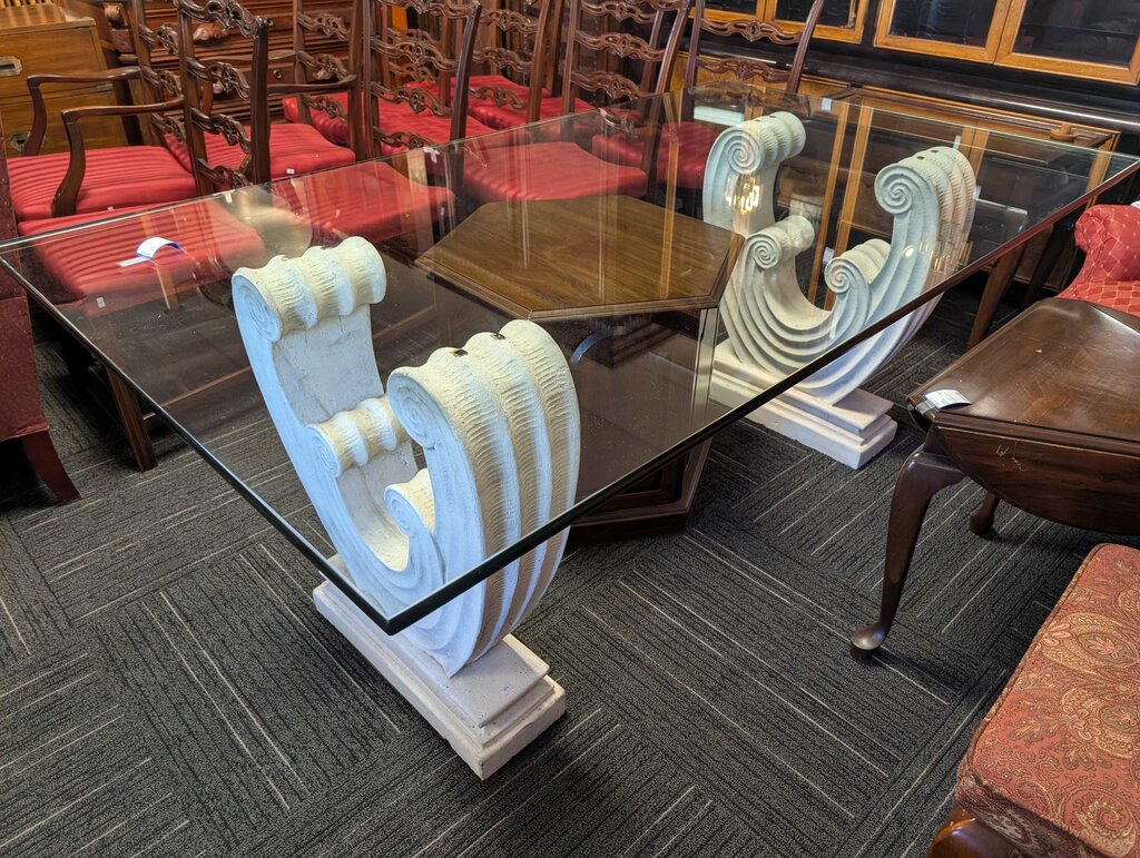 American Modern Glass Top w/ Sculptural Base