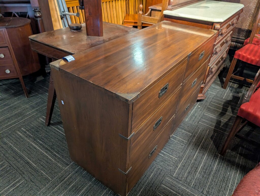 American Modern Vintage Six Drawer Campaign Style Dresser