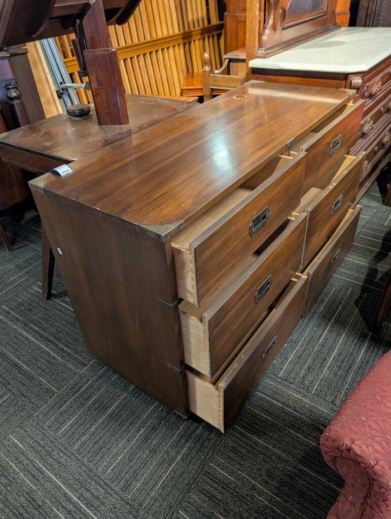 American Modern Vintage Six Drawer Campaign Style Dresser