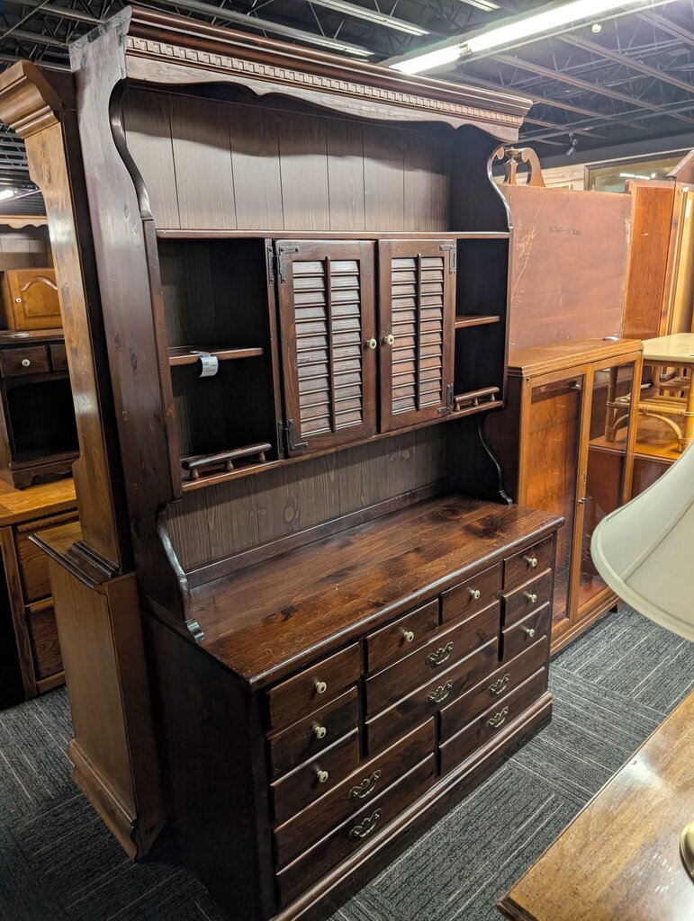 Vintage Ethan Allen Dresser With Bookcase Top