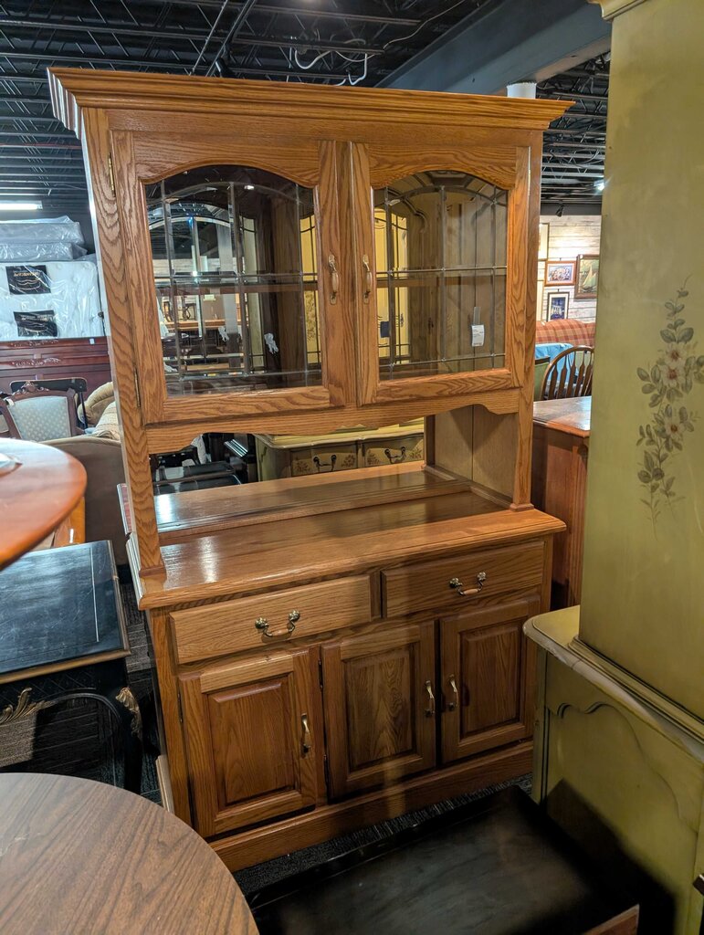 Oak Finish China Cabinet