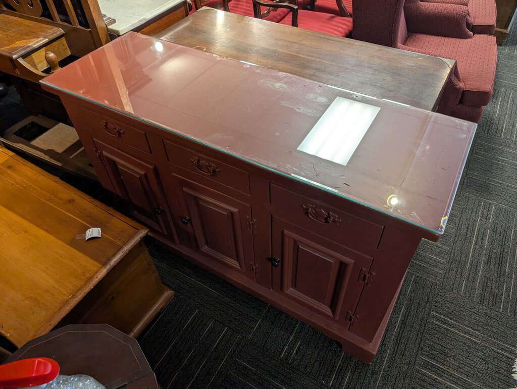 Painted Sideboard With Glass Top