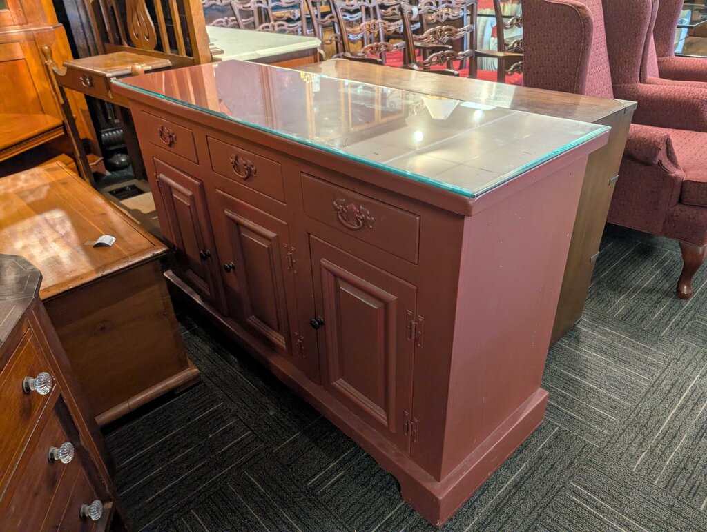 Painted Sideboard With Glass Top