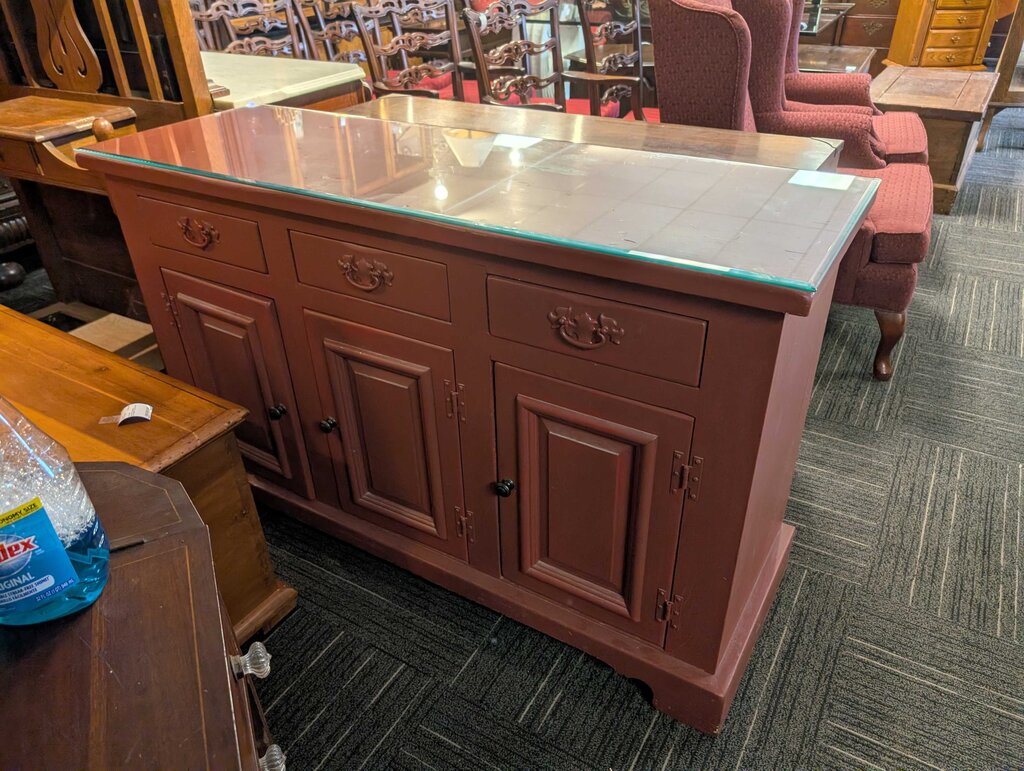 Painted Sideboard With Glass Top