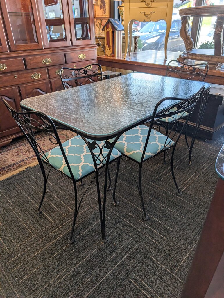 Wrought Iron Patio Dining Set w/ 4 Chairs