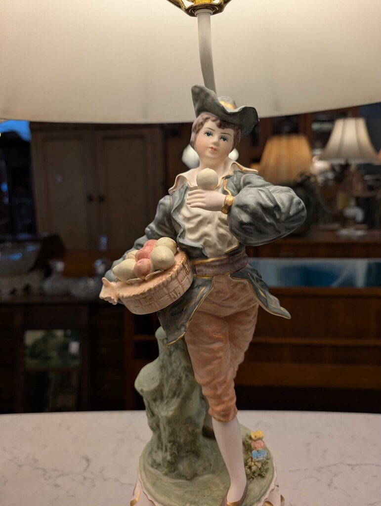 Pair of Rococo Style Porcelain Figural Table Lamps