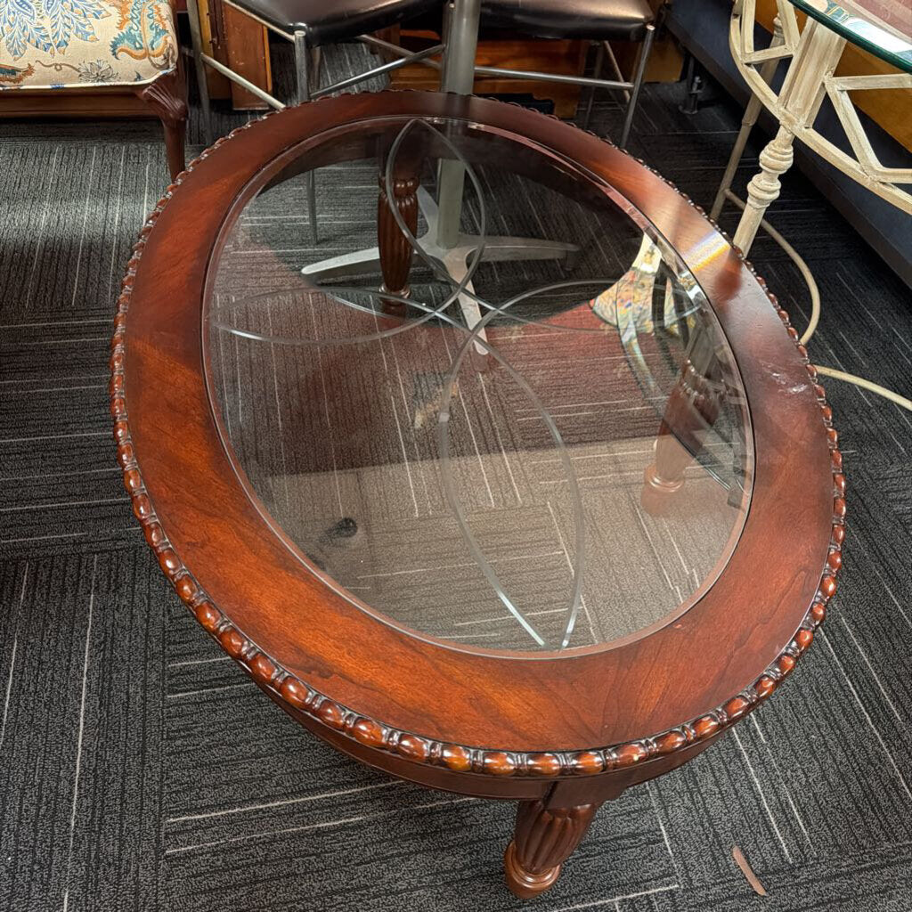 Contemporary Oval Glass Top Coffee Table