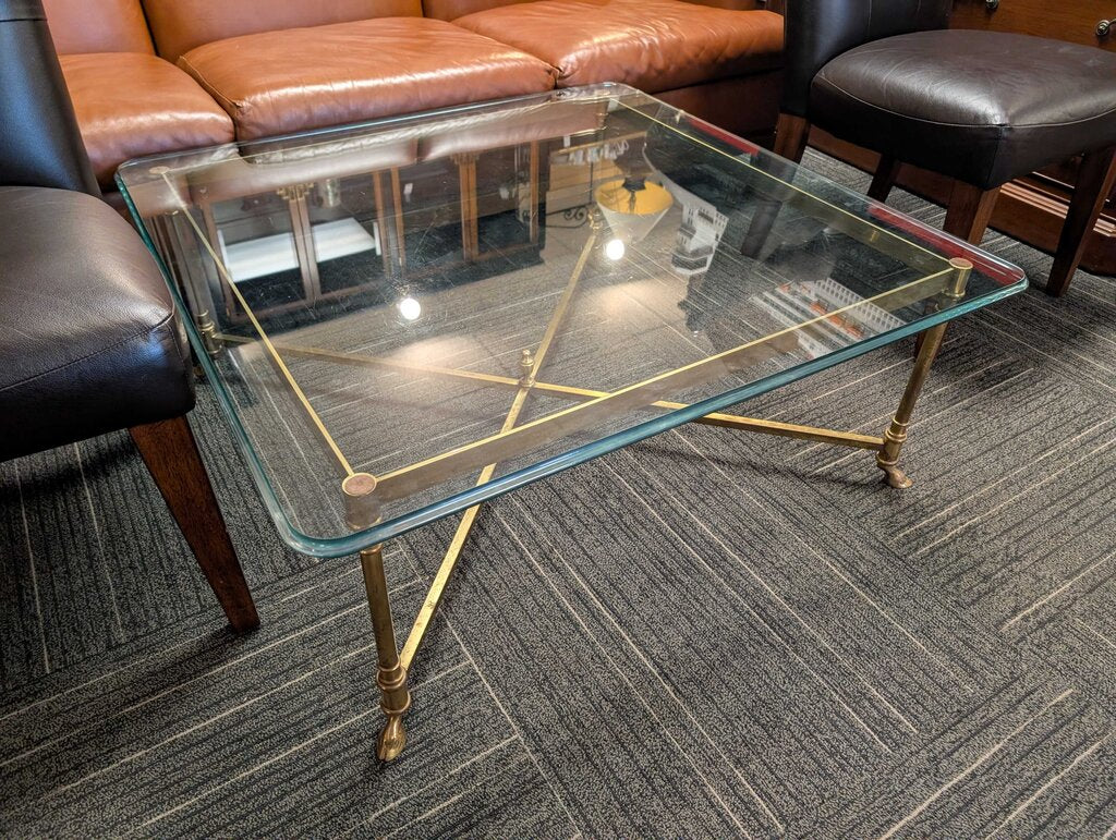 Vintage Glass Top Coffee Table