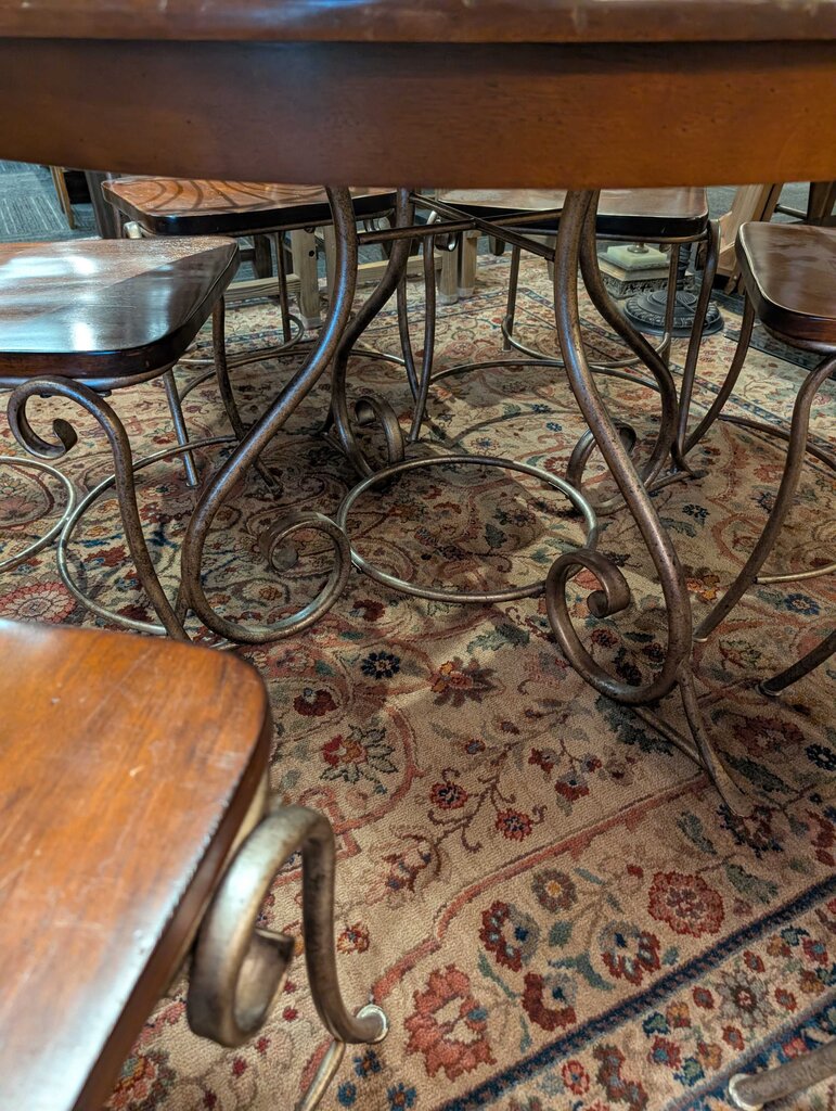 Wrought Iron Round Table w/ Six Chairs