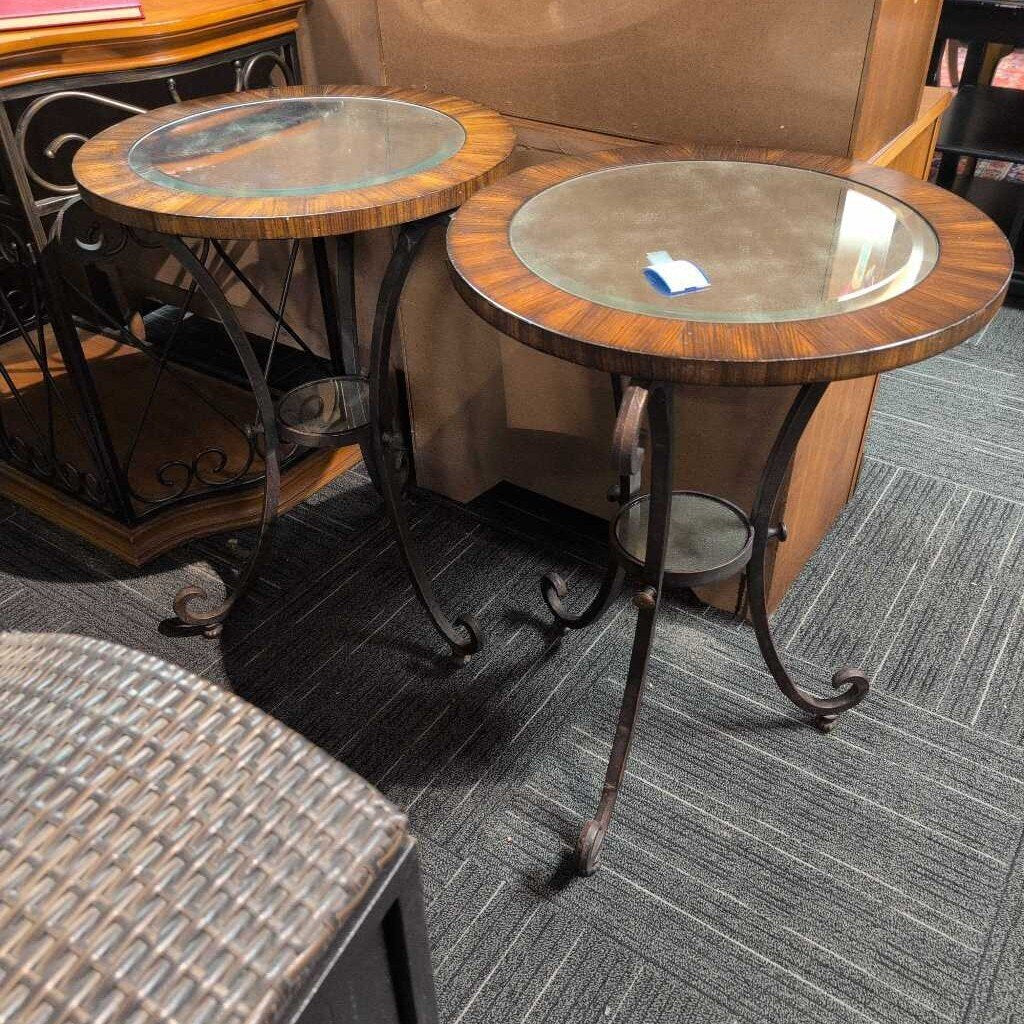 Pair of UTTERMOST Side Tables w/ Mirrored Tops