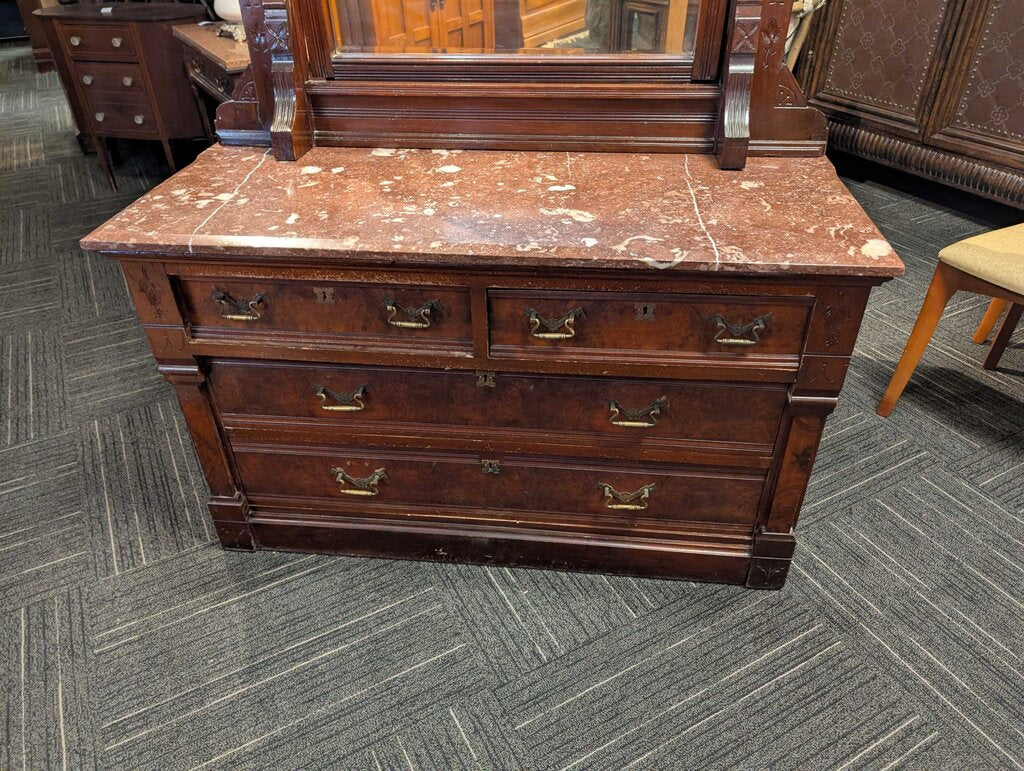 Antique Victorian Dresser With Mirror