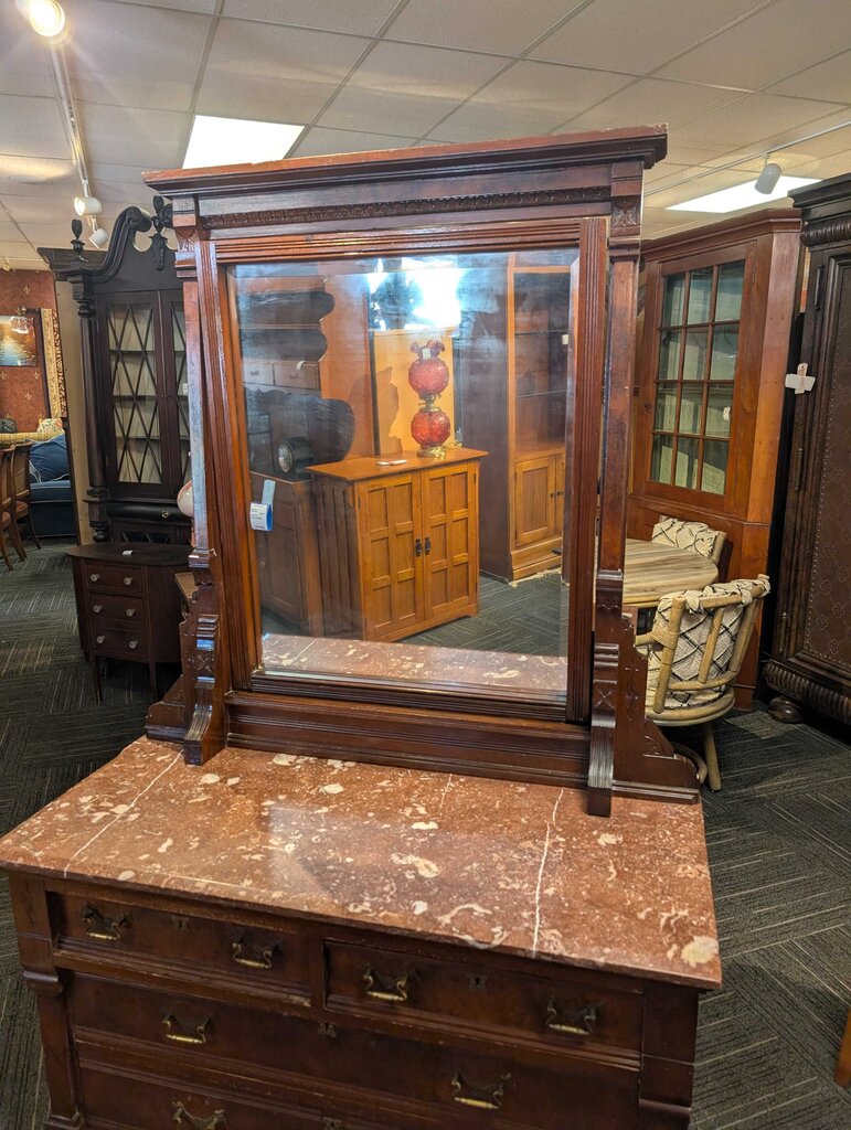 Antique Victorian Dresser With Mirror