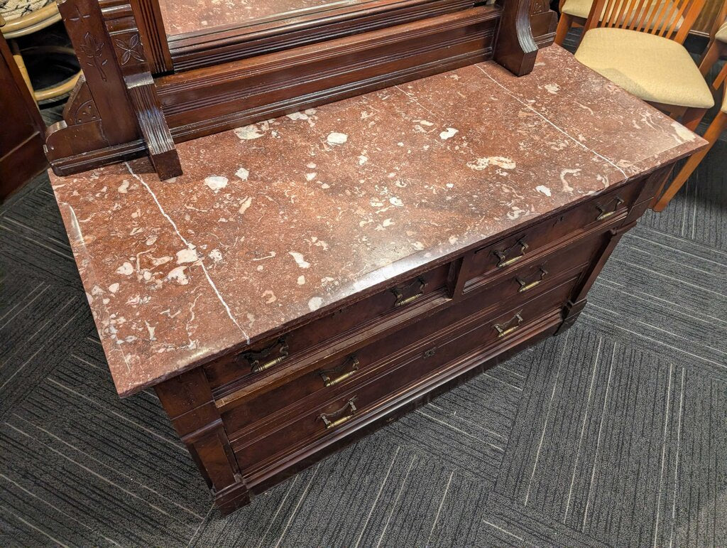 Antique Victorian Dresser With Mirror