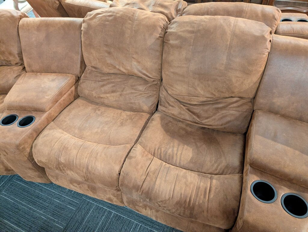 Large Reclining Microfiber Sofa (two middle recliners are non functioning)
