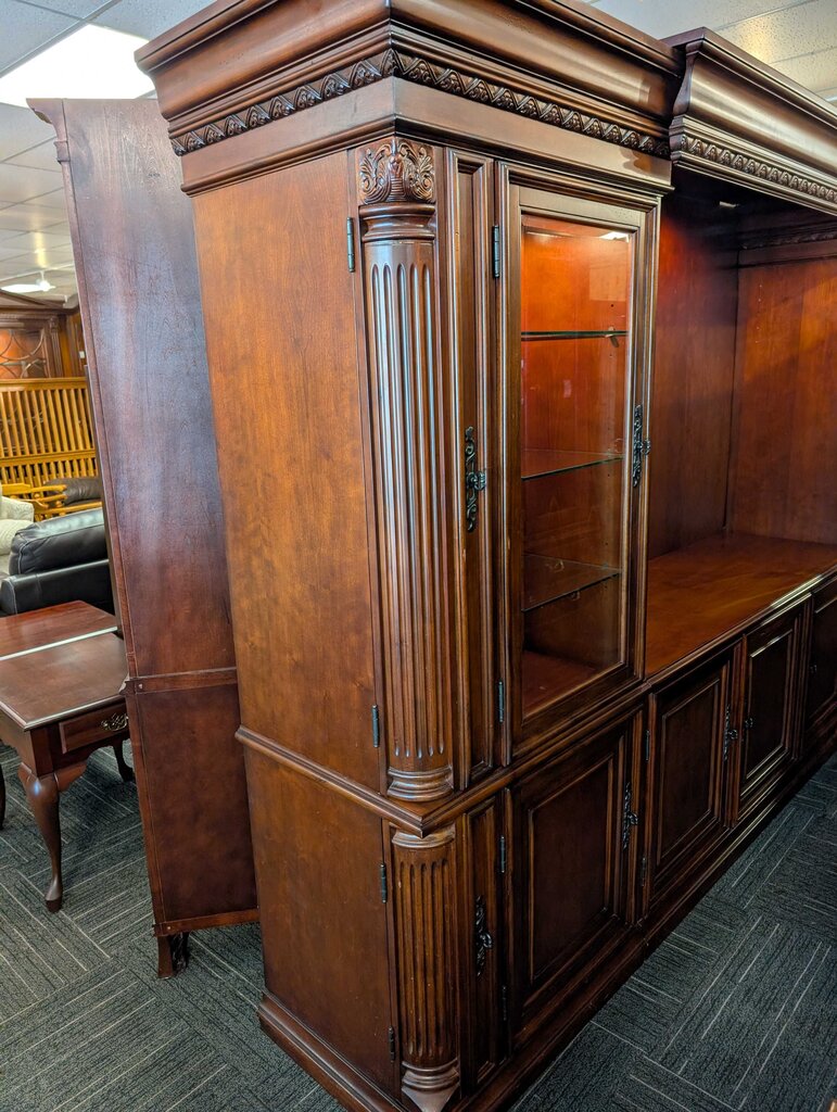 Traditional Wood Entertainment Center & Display Wall Unit