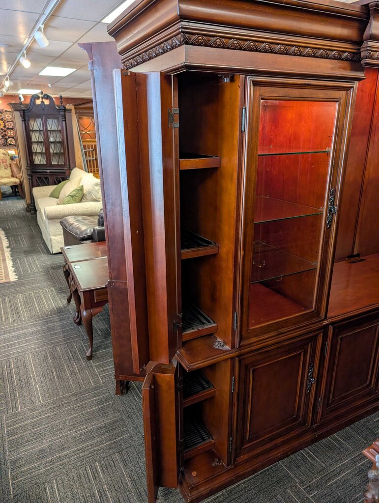 Traditional Wood Entertainment Center & Display Wall Unit