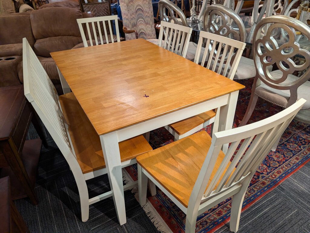 Table With Four Chairs And A Bench