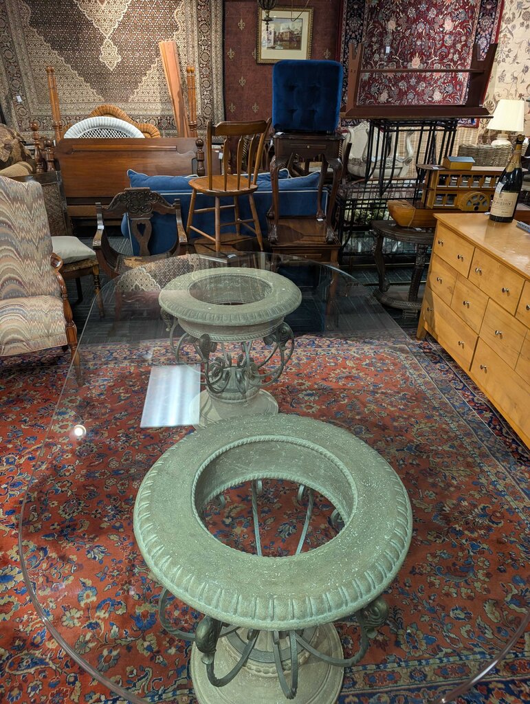 Large Double Pedestal Glass Top Dining Room Table