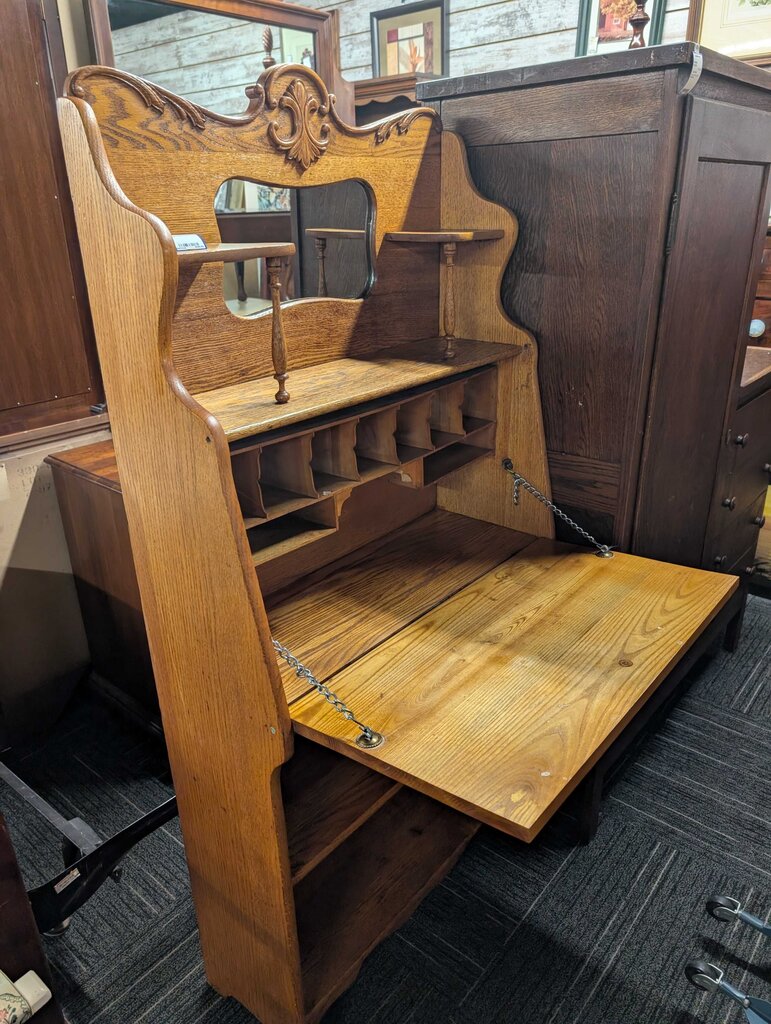 Antique Oak Drop Front Desk