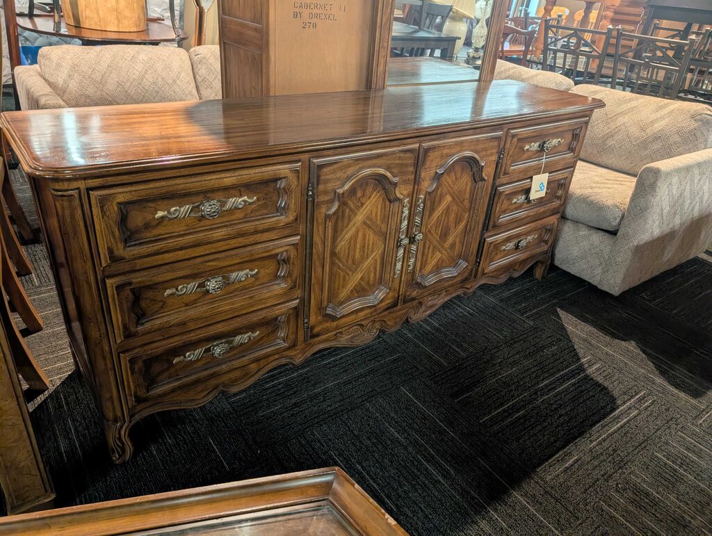 Vintage Drexel Triple Dresser With Mirror