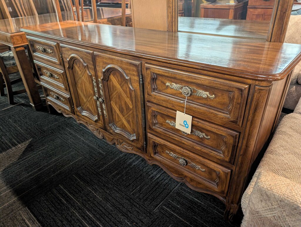 Vintage Drexel Triple Dresser With Mirror