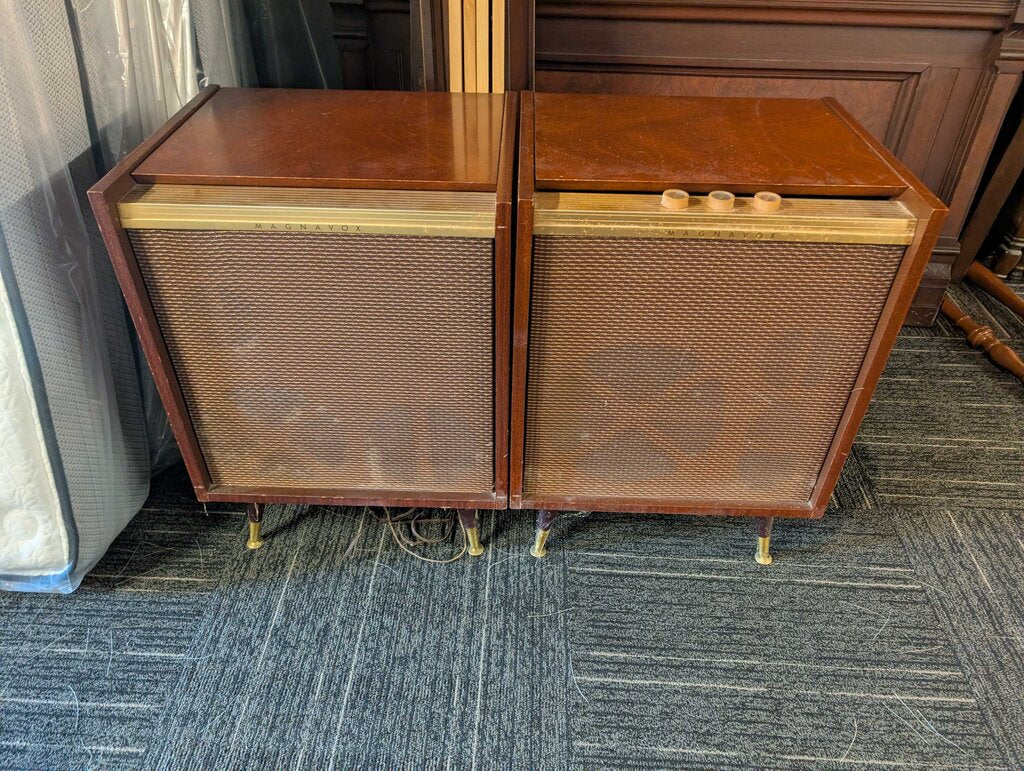 Vintage Magnavox Record Player With Record Cabinet