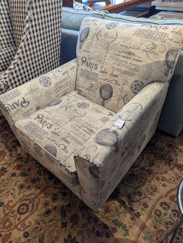 Contemporary Upholstered Chair w/ Paris Print
