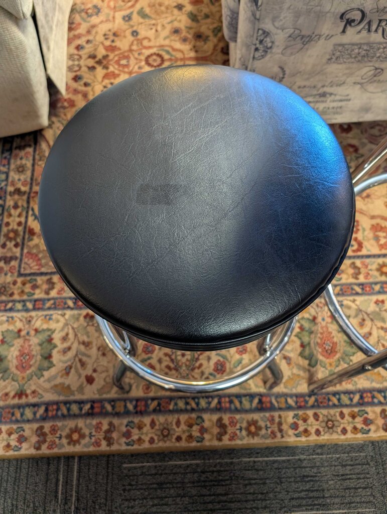 Chrome Round Table w/ Two Bar Stools