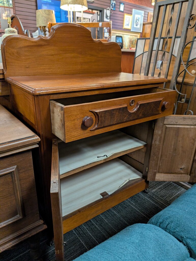 Late Victorian Walnut One Drawer Cabinet