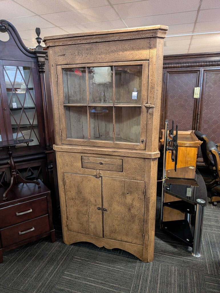 Custom Pennsylvania Country Cupboard by Mark J. Bach, Old Wood Products, constructed from reclaimed antique barn wood and architectural salvage, late 20th century