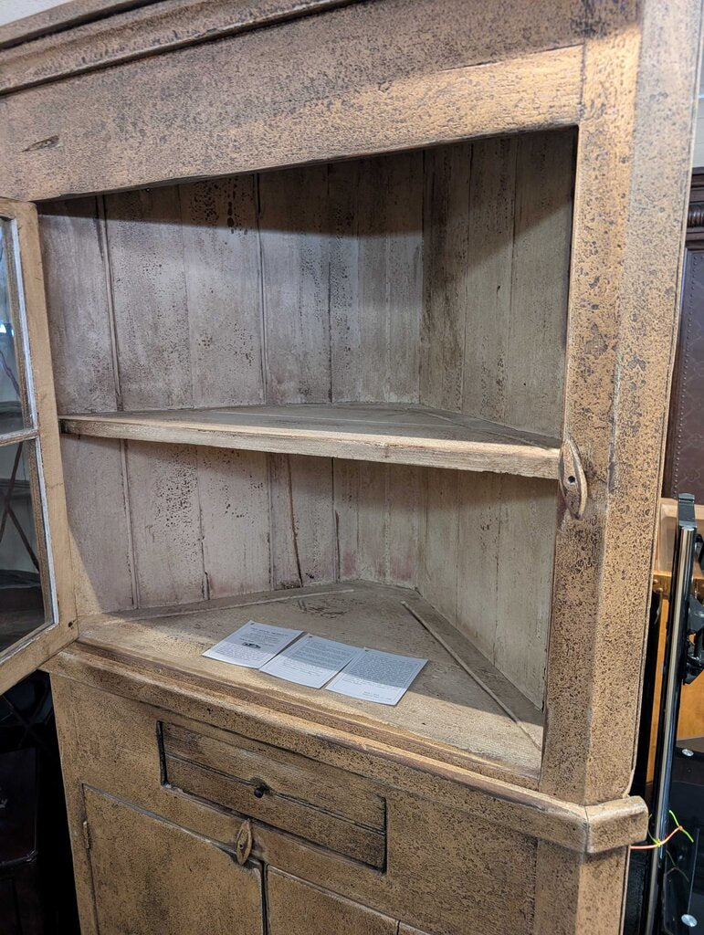 Custom Pennsylvania Country Cupboard by Mark J. Bach, Old Wood Products, constructed from reclaimed antique barn wood and architectural salvage, late 20th century
