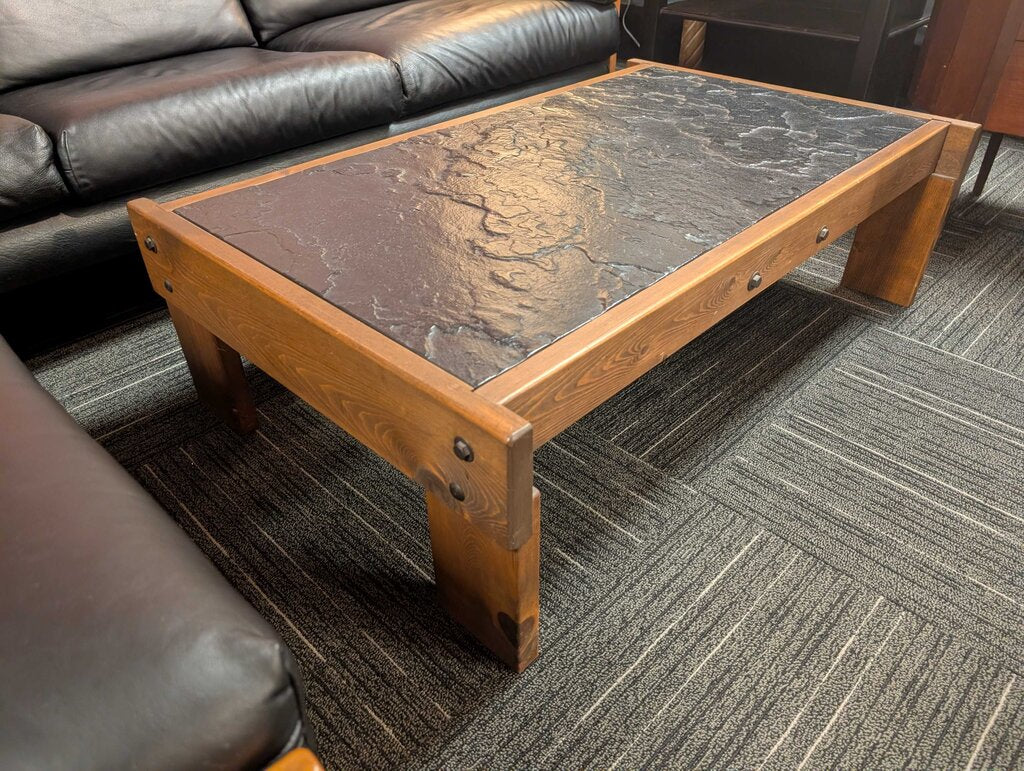 Vintage Faux Slate Top Coffee Table