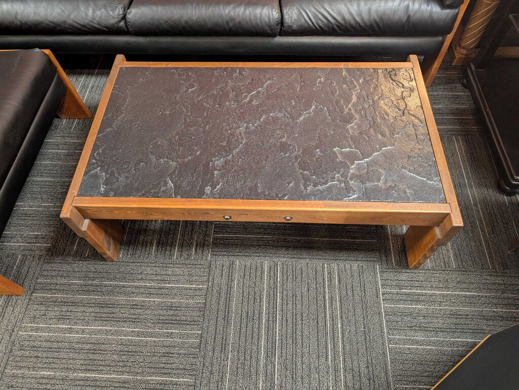 Vintage Faux Slate Top Coffee Table