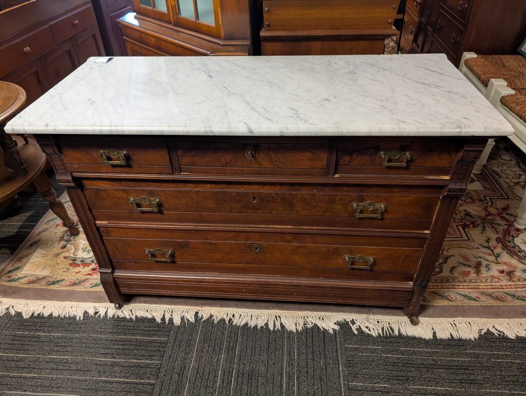 Victorian Marble Top Three Drawer Dresser