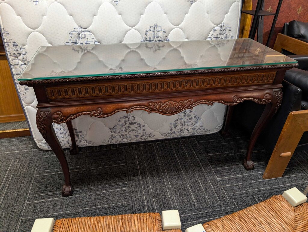 Formal Mahogany Carved Sofa Table