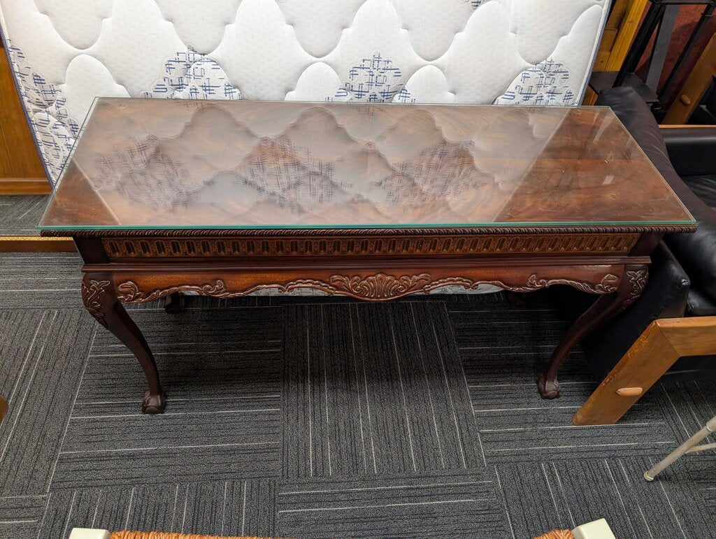 Formal Mahogany Carved Sofa Table