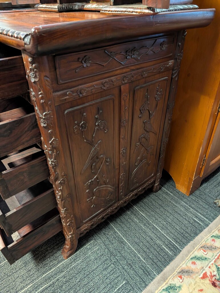 Victorian Rosewood Heavily Carved Rosewood Japanese Desk