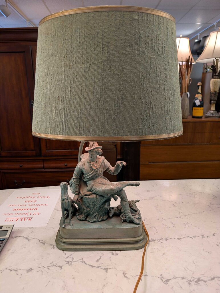 Early 20th Century Continental Cast Metal Huntsman Figure, Mounted as Table Lamp
