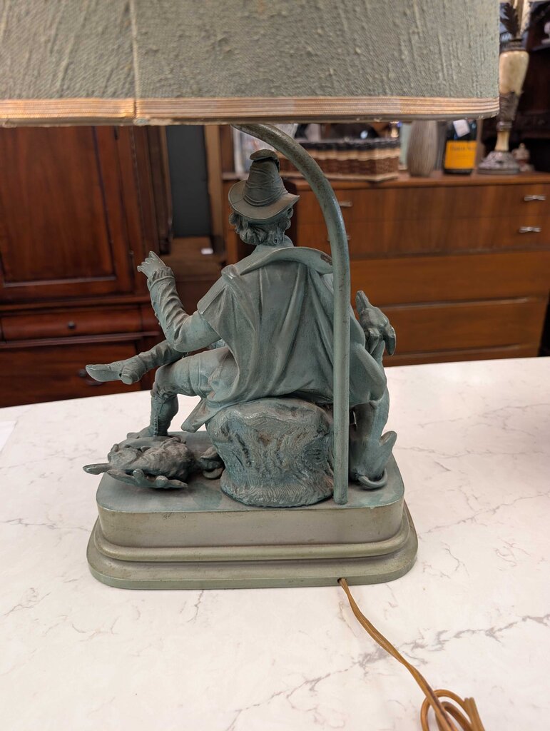 Early 20th Century Continental Cast Metal Huntsman Figure, Mounted as Table Lamp
