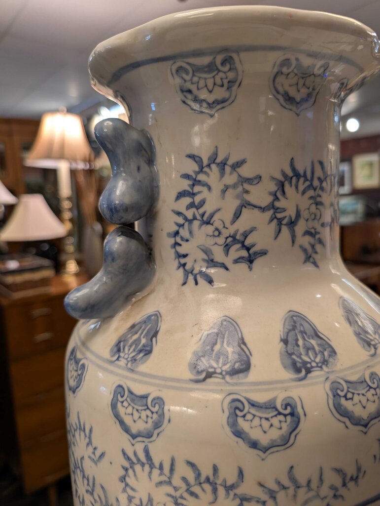 Decorative Chinese Blue & White Bird Porcelain Floor Vase