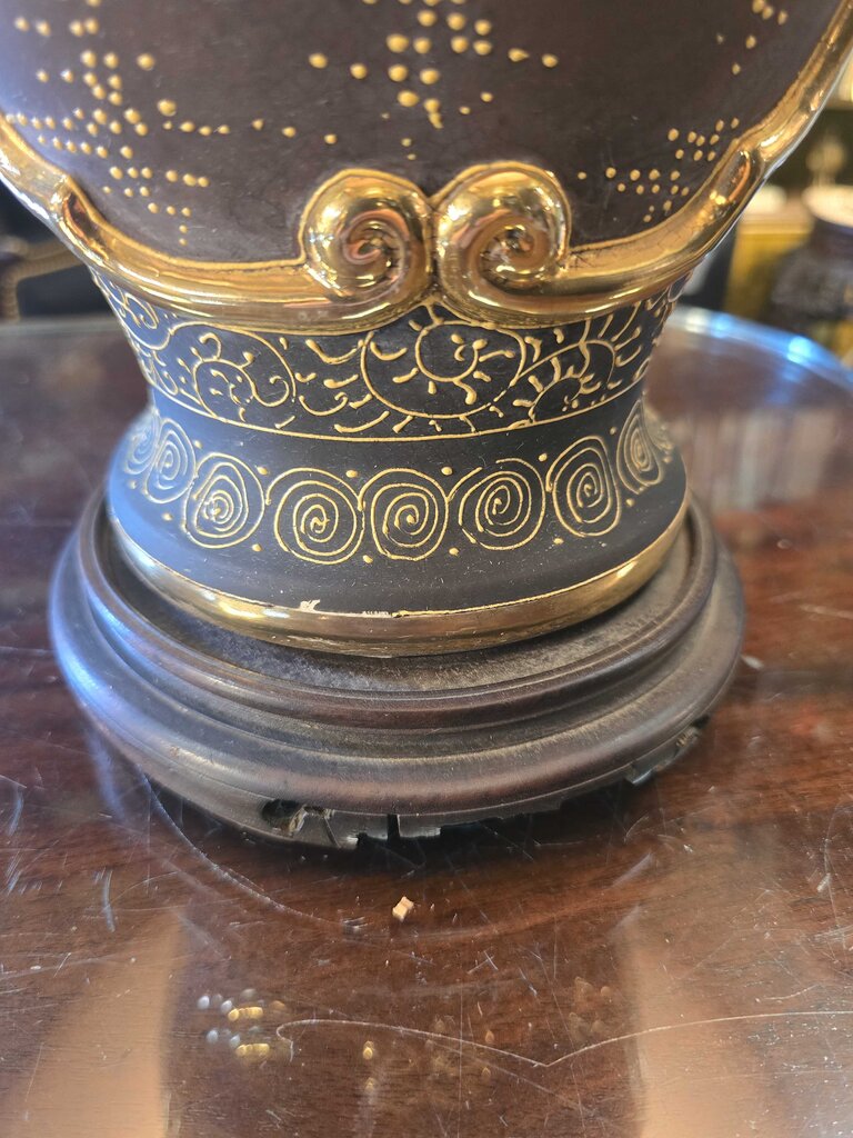 Vintage Japanese Satsuma Imperial Court Figural Lamp Circa 1940