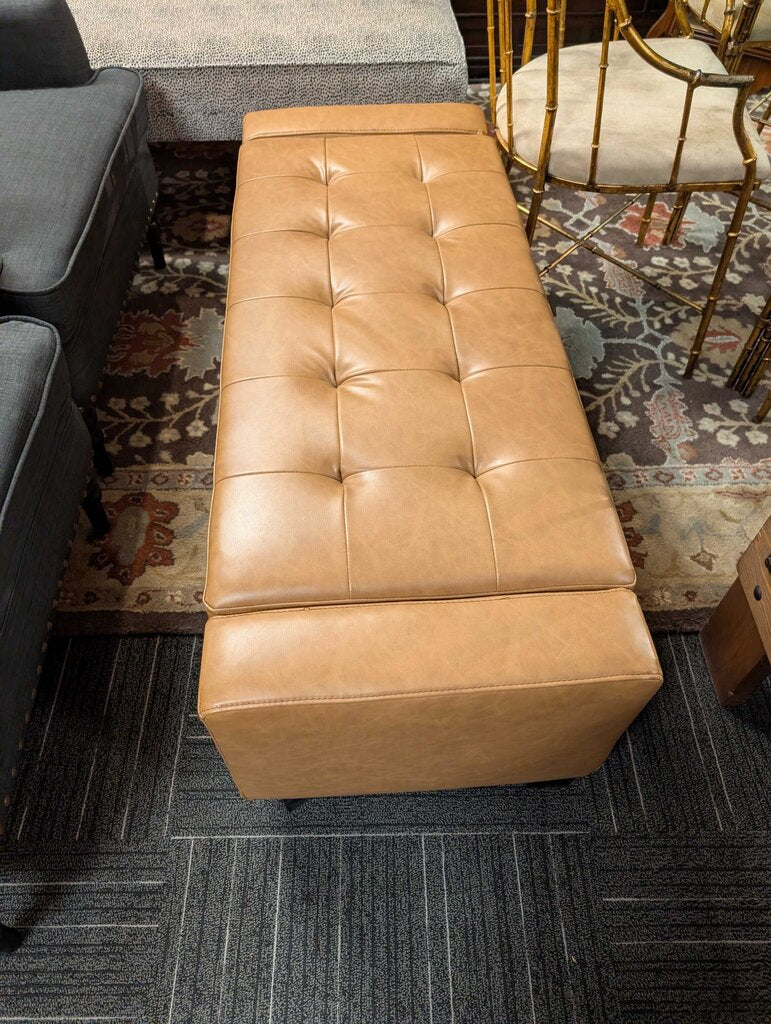 Tufted Vinyl Storage Ottoman