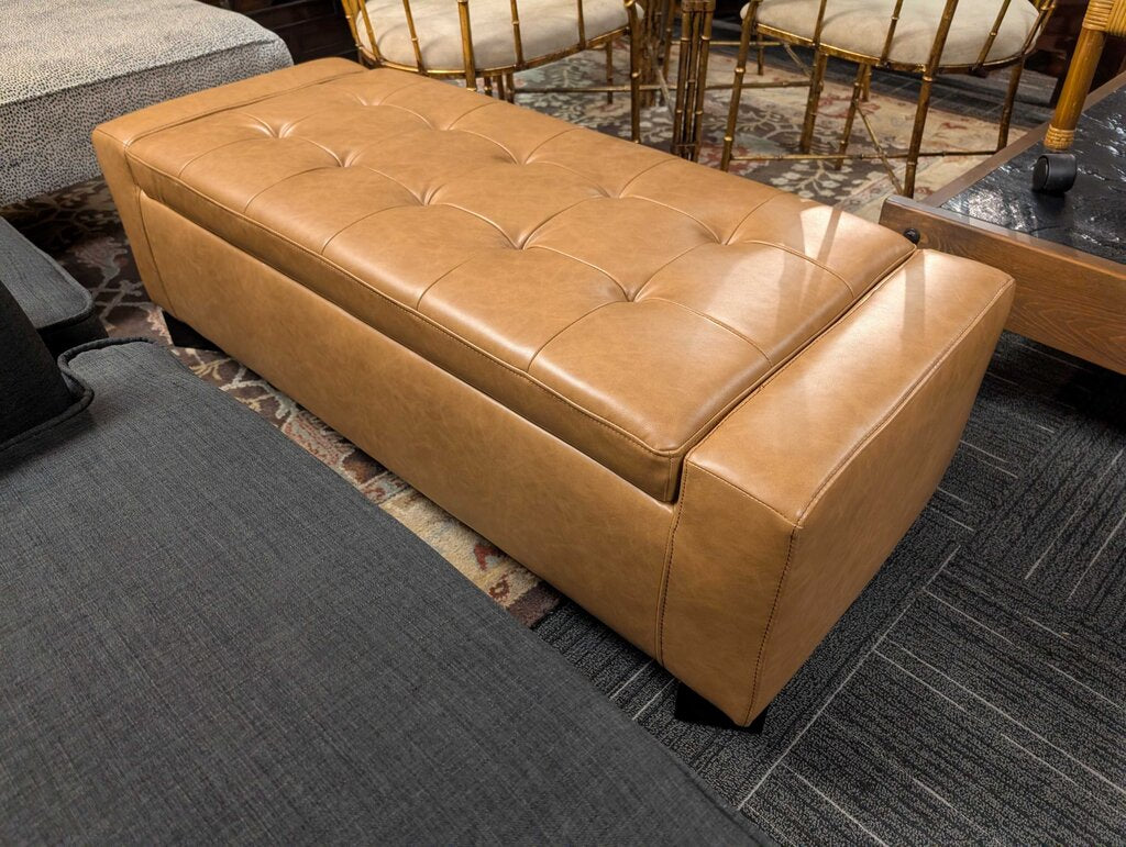 Tufted Vinyl Storage Ottoman