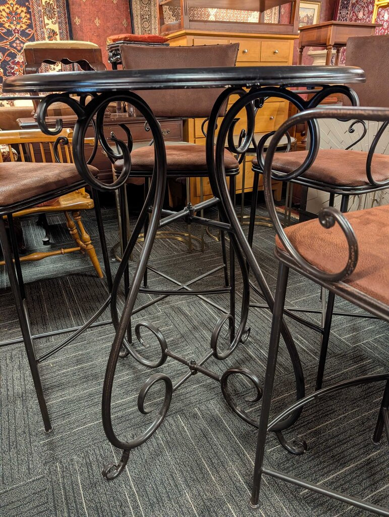Modern Pub Table With Wrought Iron Stools