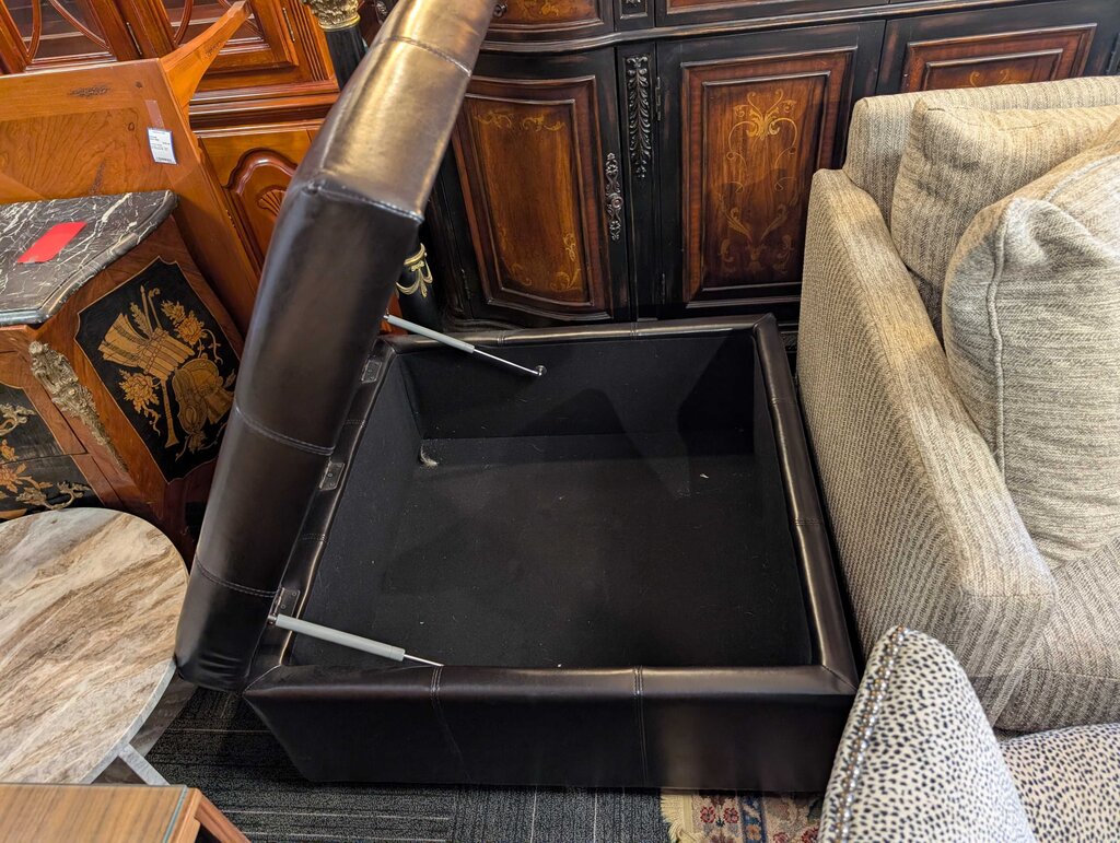 Large Vinyl Storage Ottoman